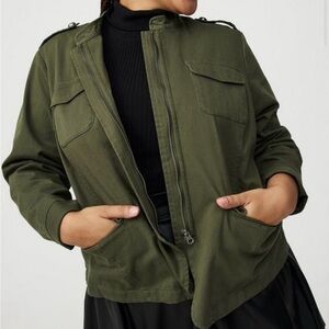 Torrid Stretch Twill Army Jacket Olive Green